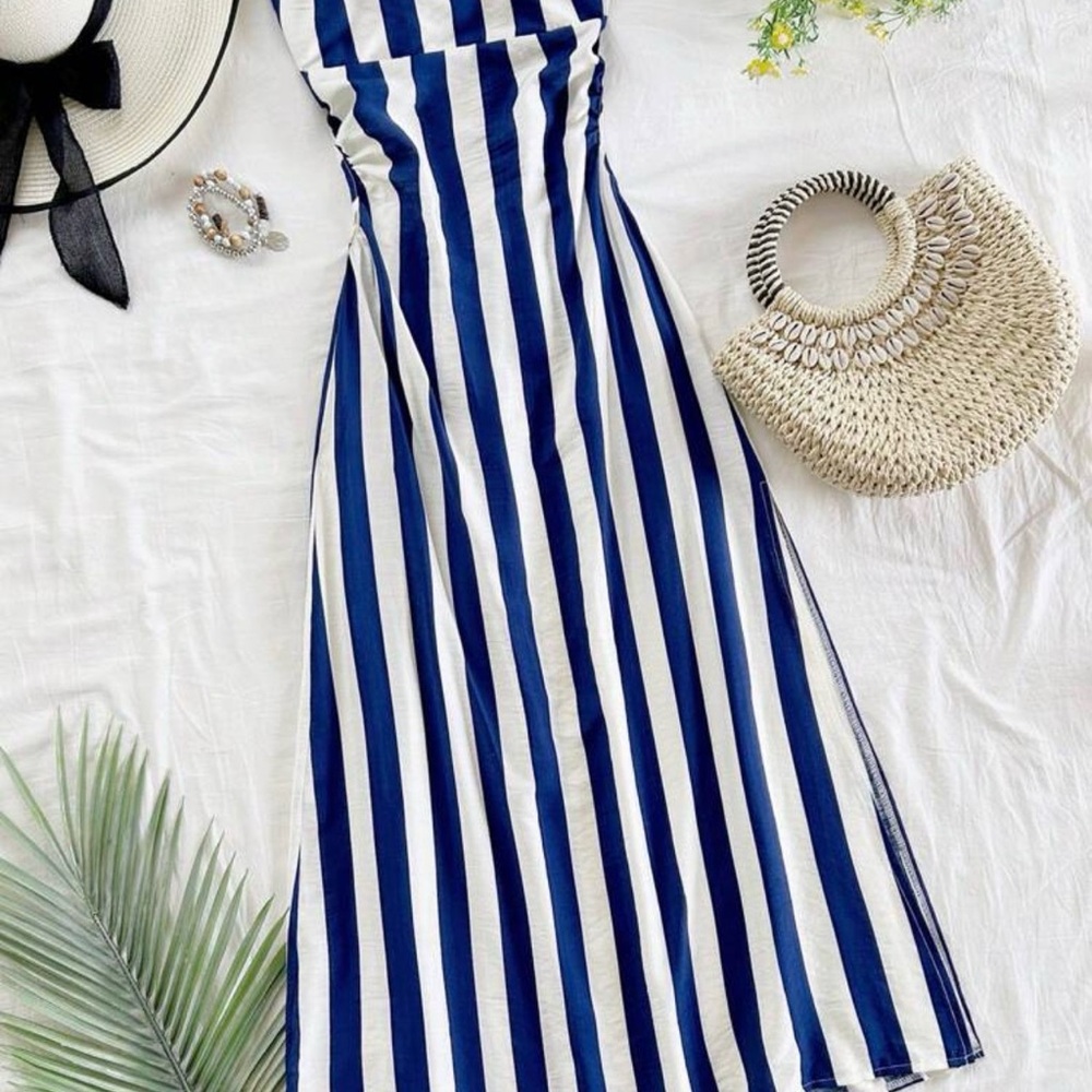 SHEIN Navy and White Maxi Dress